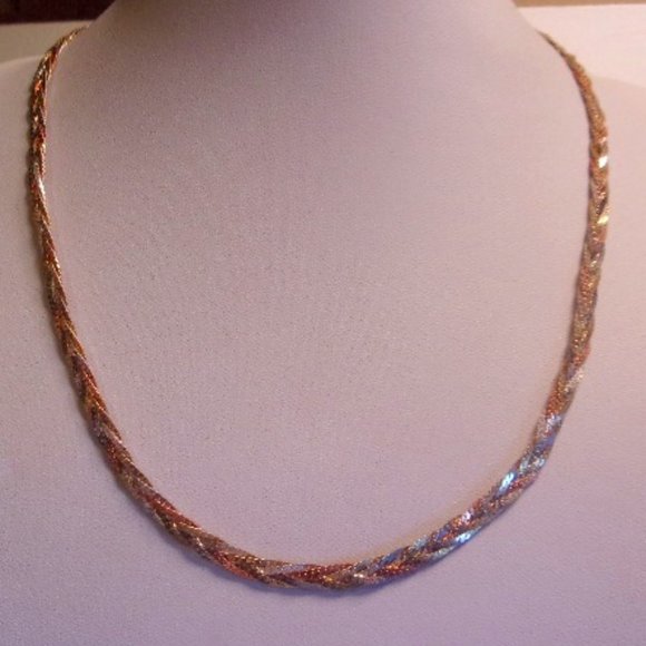 Vintage | Jewelry | Vintage Tri Color Braided Chain Necklace 2 L | Poshmark